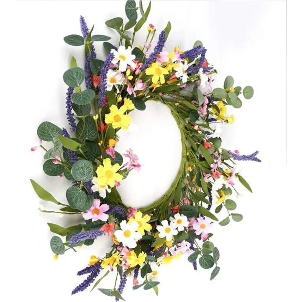 20” Artificial Floral Spring and Summer Wreath for Front Door